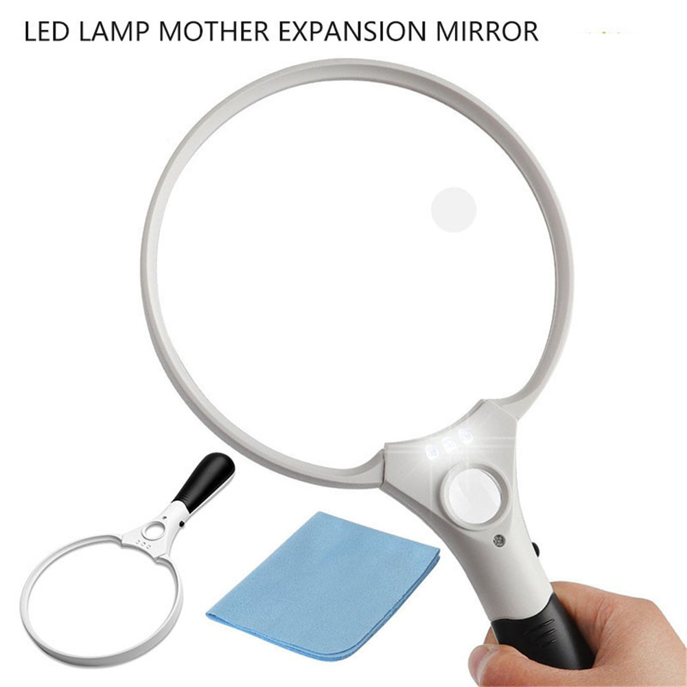 Old Man 5X Hand-held Magnifying Glass maps Magnifier for Reading Convenient high Magnification Mirror Suitable for Newspapers Children Reading LED with Light 